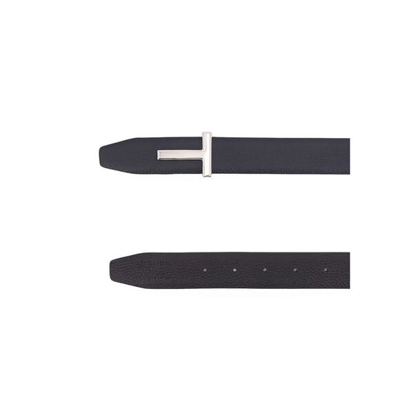 Tom Ford Men Grained Leather T-Buckle Belt
